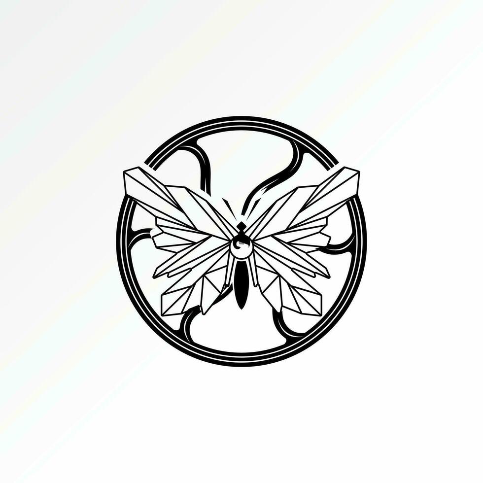 logo conception graphique concept Créatif couture roue vecteur Stock unique papillon esquisser comme robot machine. en relation à équipement technologie animal insecte la nature