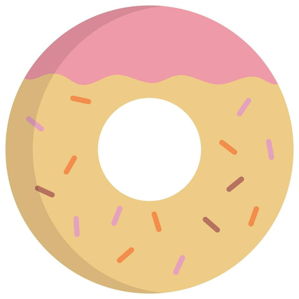 mignonne Donut avec rose glaçage isolé sur blanc Contexte. vecteur