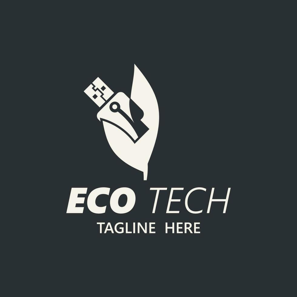 éco La technologie affaires vecteur conception moderne. la nature La technologie logo avec feuille et circuit technologie minimaliste vecteur illustration