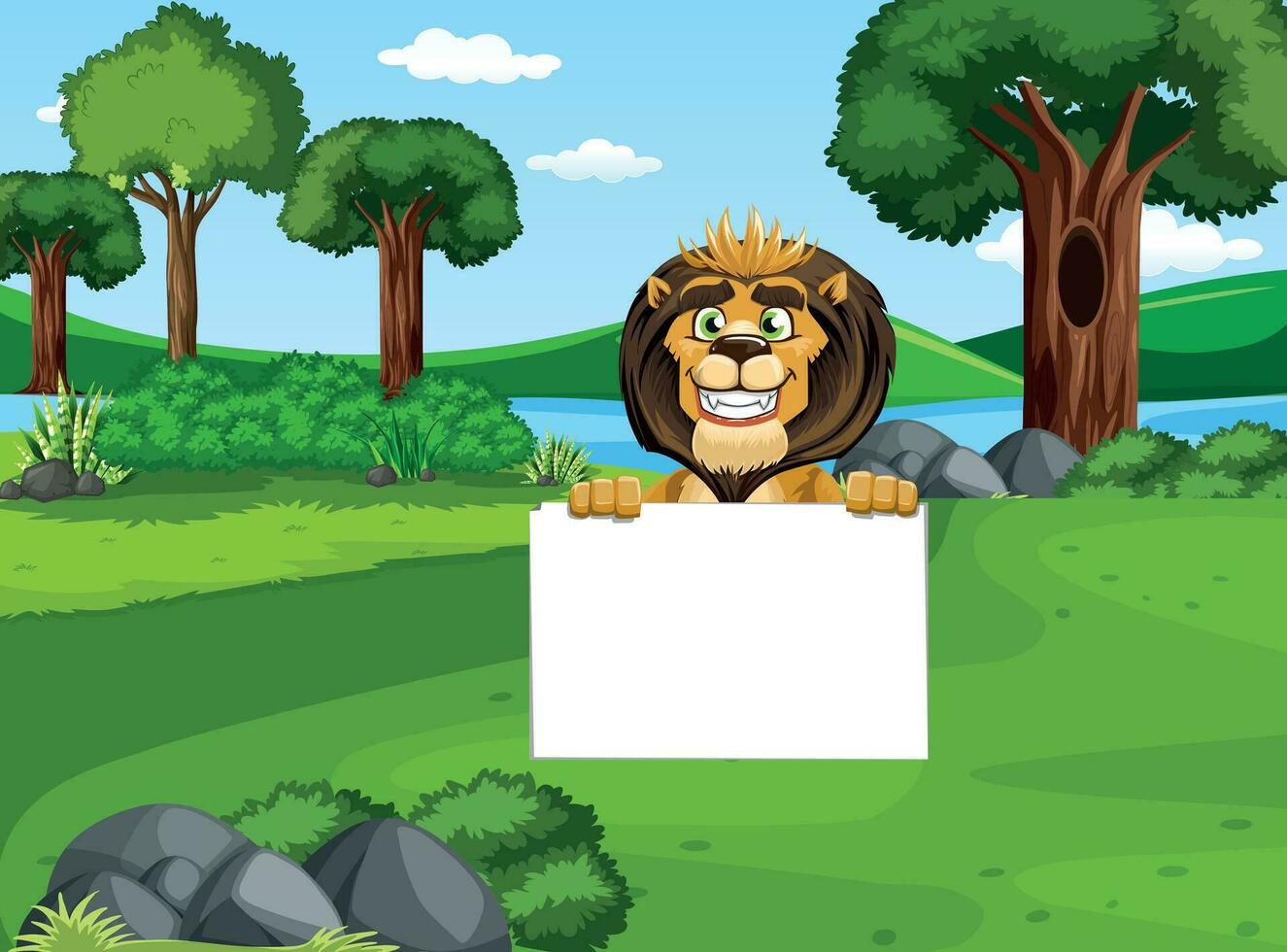 jungle Roi Lion dessin animé travail vecteur