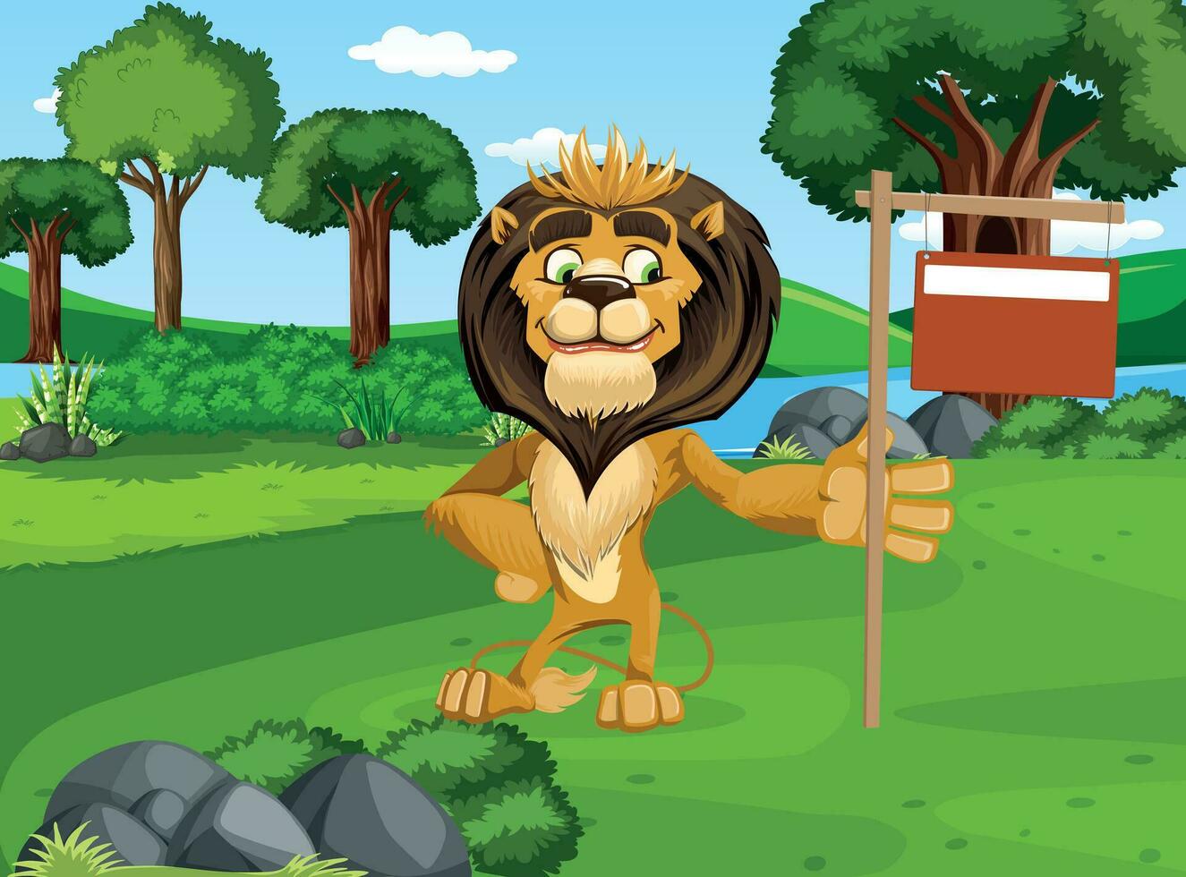 jungle Roi Lion dessin animé travail vecteur