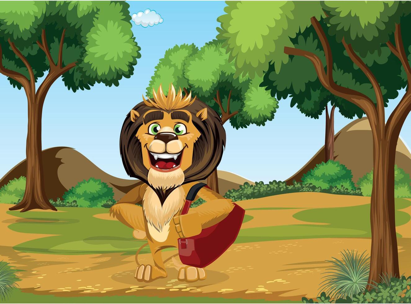 jungle Roi Lion dessin animé travail vecteur