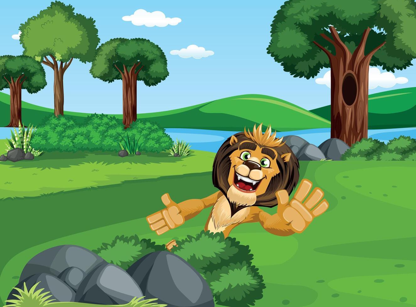 jungle Roi Lion dessin animé travail vecteur