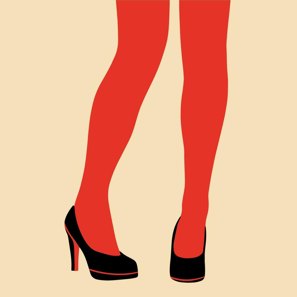 aux femmes jambes dans collants et chaussures. vecteur illustration dans plat style