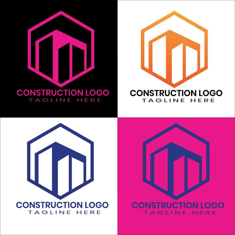 logo de construction pour entreprise de construction, impression avec vecteur premium de concept moderne