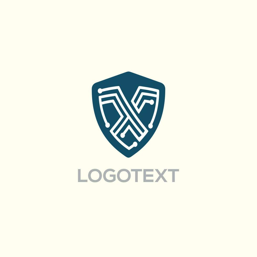 lettre X La technologie bouclier logo vecteur conception