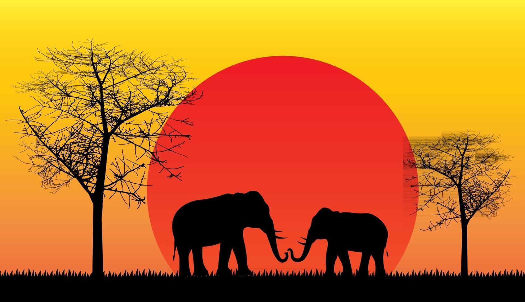 silhouette noire d'éléphant, nature sauvage. illustration vectorielle vecteur