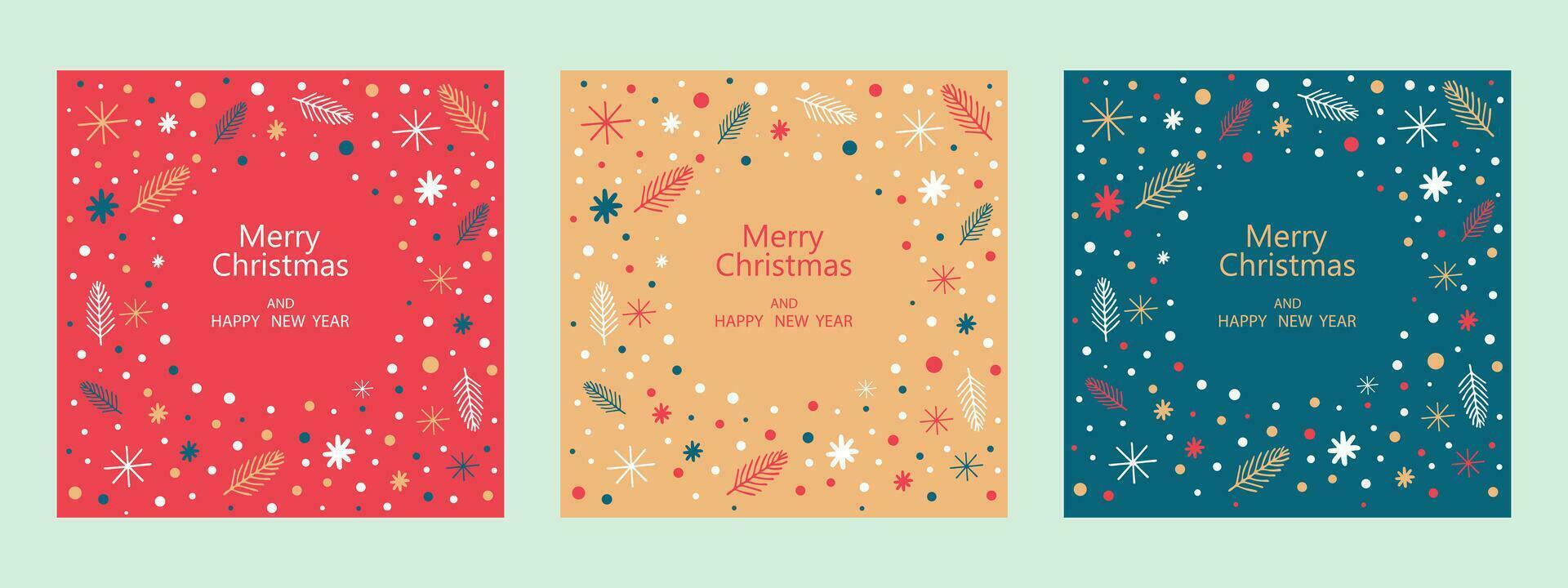 Nouveau année Noël ensemble de salutation cartes, affiches, vacances couvertures. content Noël et content Nouveau an. vecteur