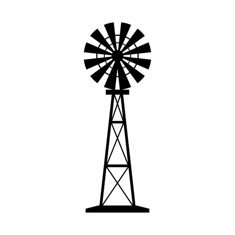 Moulin à vent silhouette vecteur. rural bâtiment silhouette pouvez être utilisé comme icône, symbole ou signe. Moulin à vent icône vecteur pour conception de cultiver, village ou campagne