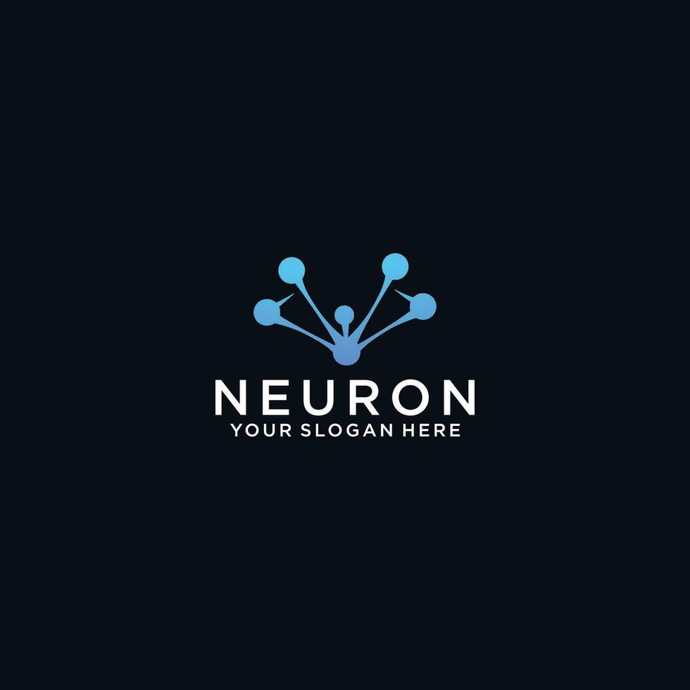 neurone cerveau logo icône avec points concept. vecteur