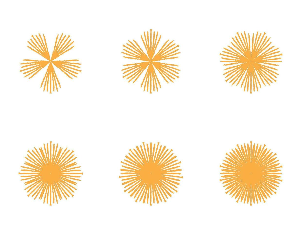 d'or Soleil des rayons sur une blanc Contexte. griffonnage illustration de le Soleil. vecteur