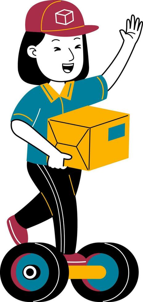 Jeune femme courrier vecteur illustratio