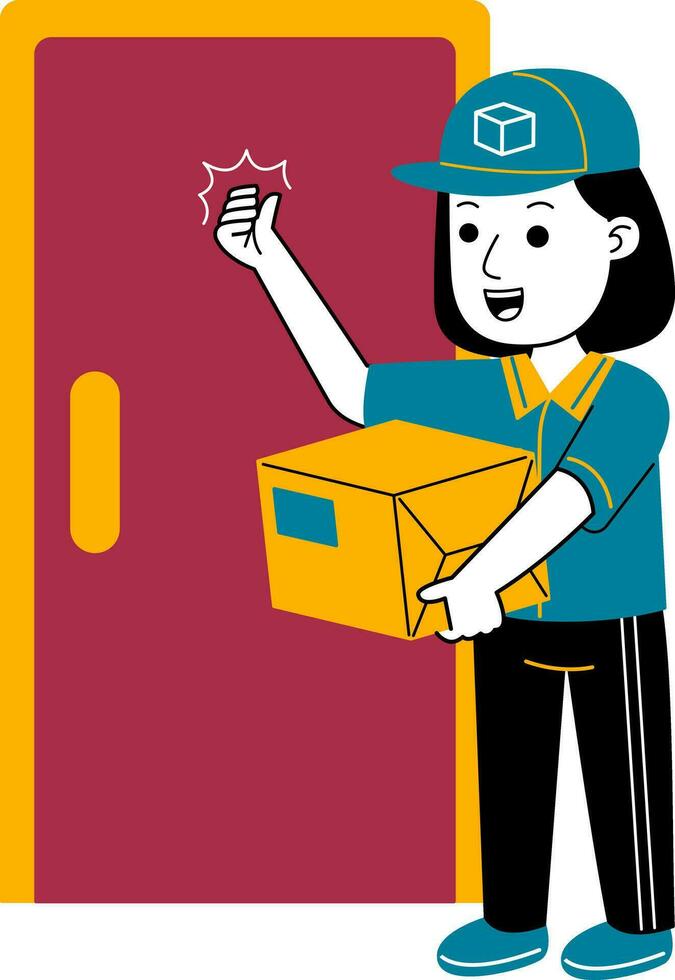 Jeune femme courrier vecteur illustratio