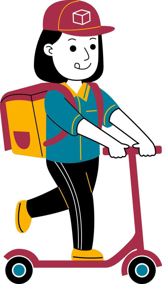 Jeune femme courrier vecteur illustratio