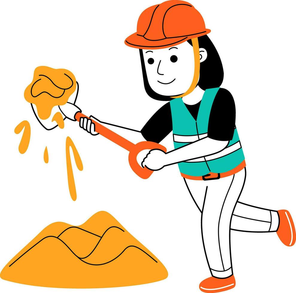 Jeune femme constructeur vecteur illustration