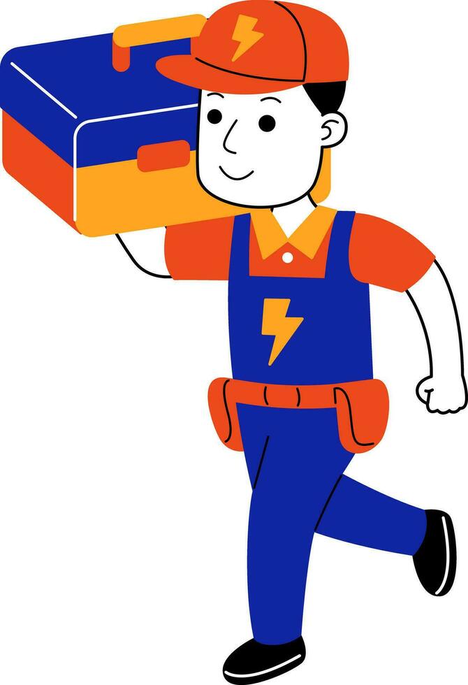 Jeune homme électricien vecteur illustration