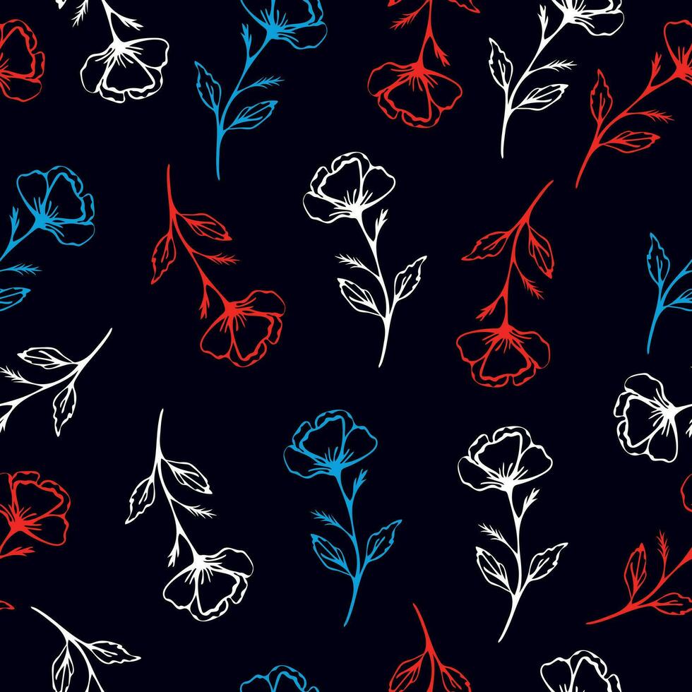 moderne vecteur seamles floral modèle.à la mode modèle.main tiré unique imprimer.single continu ligne art .vecteur illustration de fleurs dans branché contour style