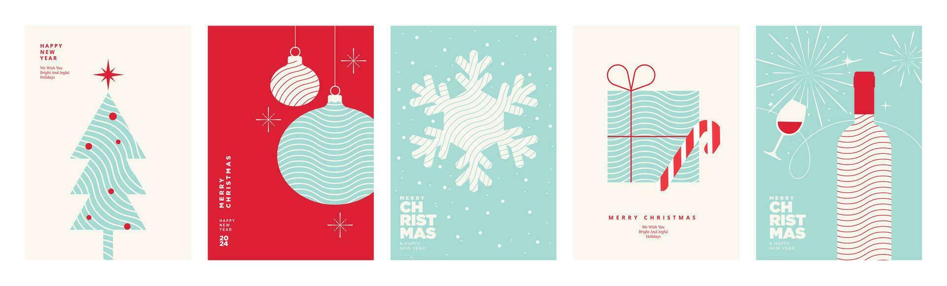 joyeux Noël et content Nouveau année cartes collection. vecteur des illustrations pour arrière-plan, salutation carte, fête invitation carte, site Internet bannière, social médias bannière, commercialisation matériel.