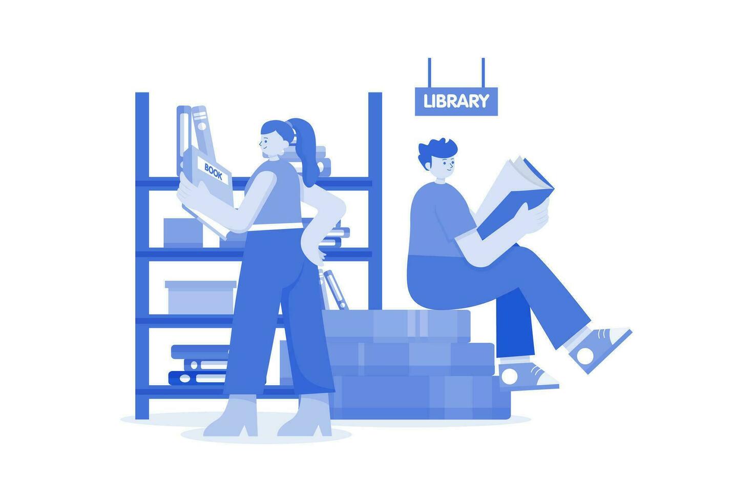 livre bibliothèque illustration concept sur une blanc Contexte vecteur