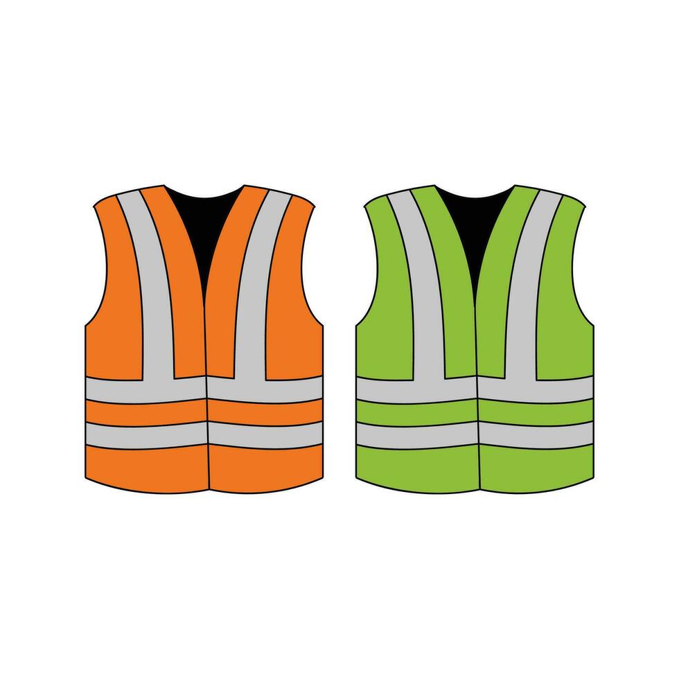 Orange et vert sécurité gilet pour construction ouvriers et circulation manette vecteur