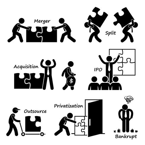 Société entreprise concept commercial stick figure pictogramme icône cliparts. vecteur