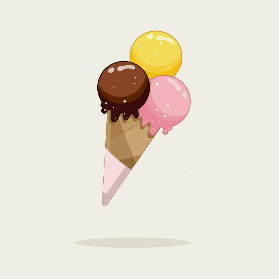 vecteur illustration la glace crème avec mignonne saupoudrer , chocolat, fraise et ananas crème