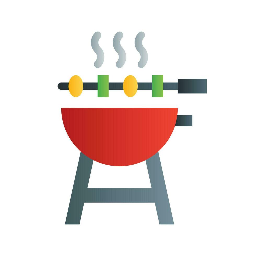 barbecue gril icône dans pente remplir style illustration vecteur