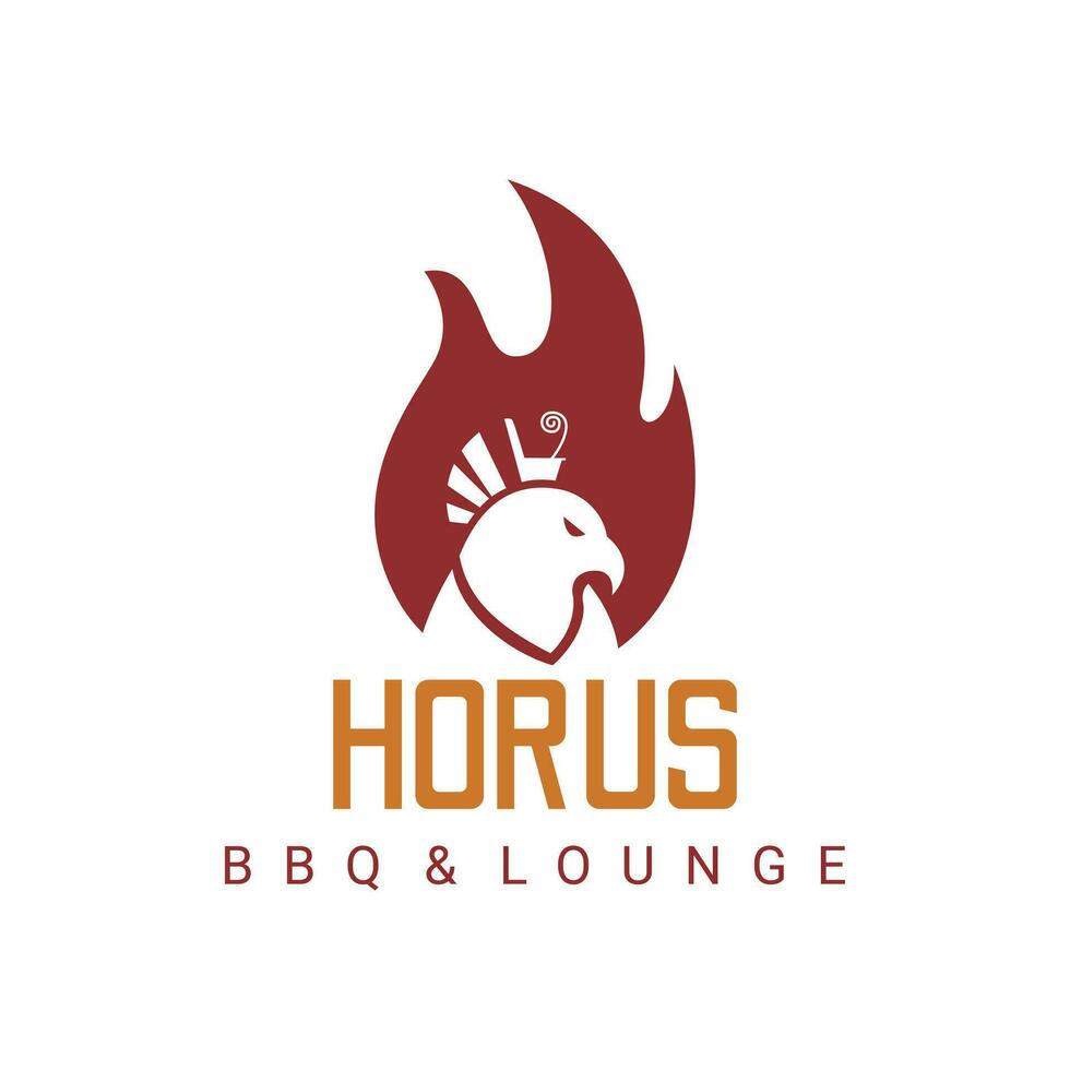 logo conception de horus un barbecue et longue. plat logo conception concept vecteur illustration.