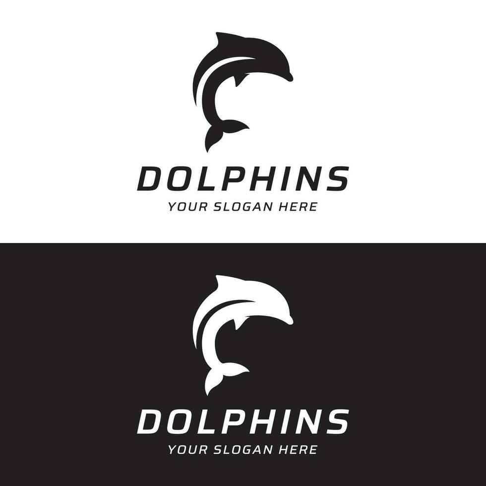 dauphin logo modèle conception. dauphins sauter sur le vagues de le mer ou plage avec une Créatif idée. vecteur