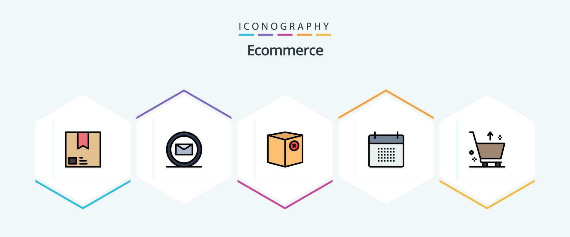 commerce électronique 25 ligne remplie icône pack comprenant calendrier. date. boîte. calendrier. livraison vecteur
