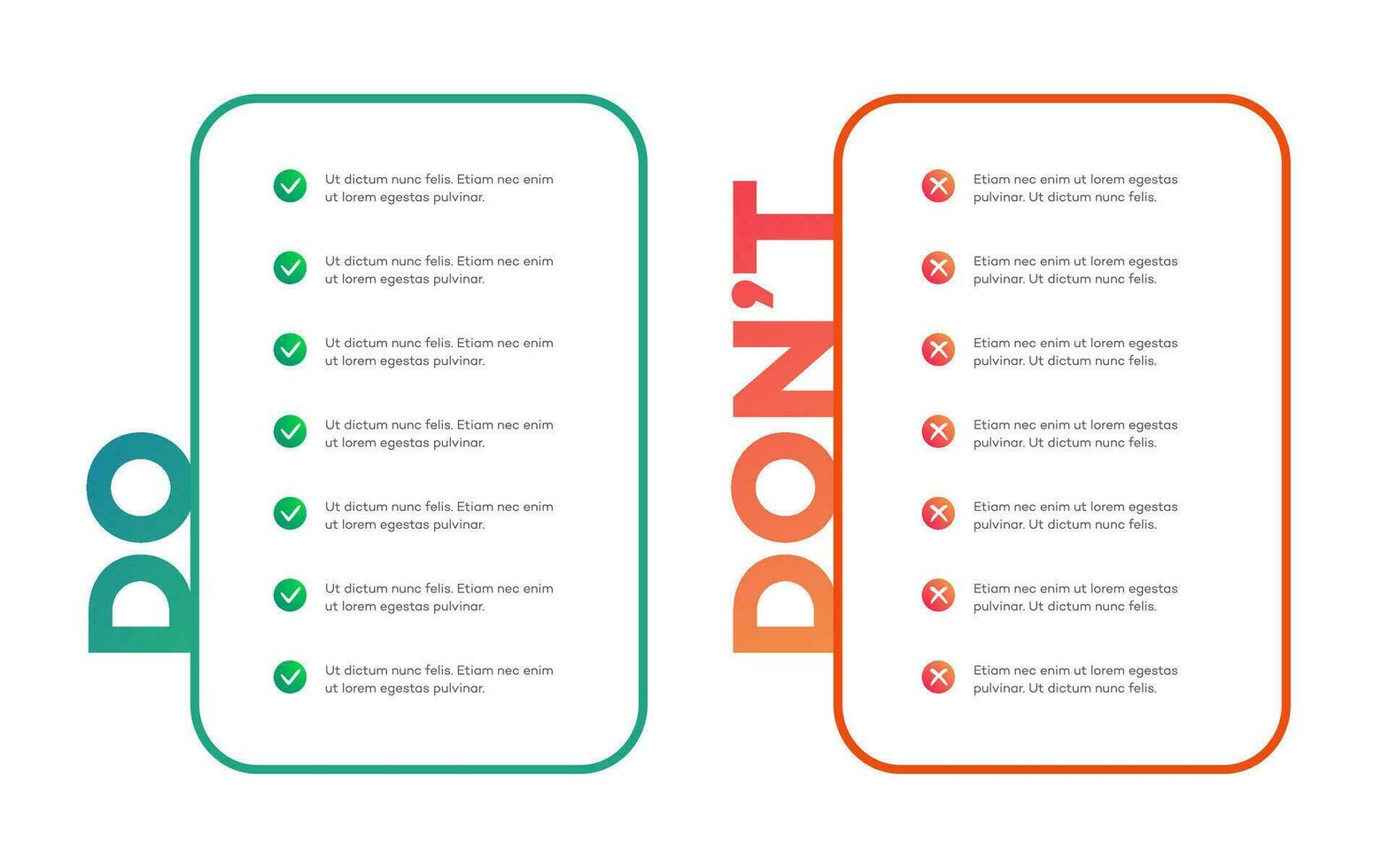 faire et ne pas infographie modèle Cadre moderne style vecteur