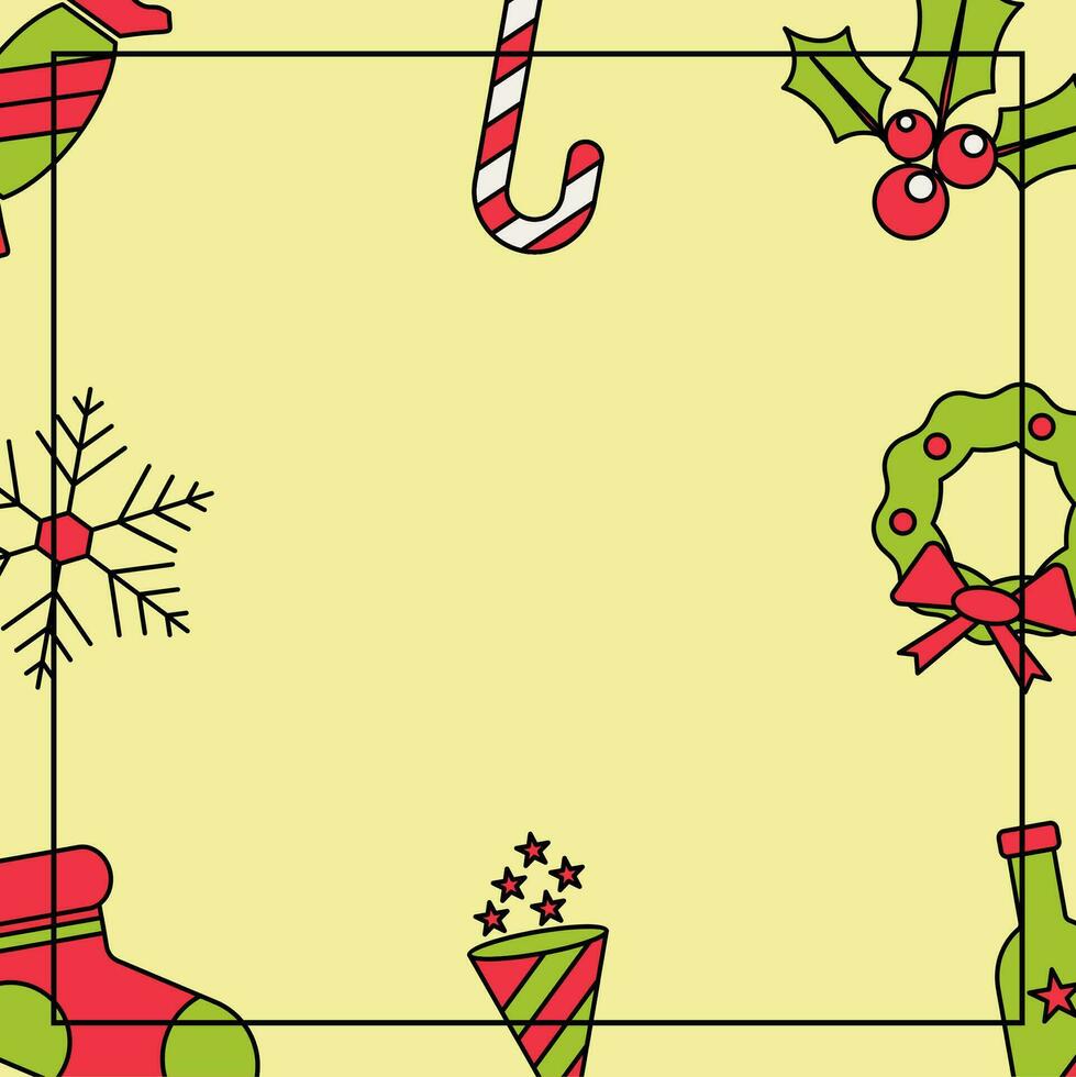 Noël salutation carte avec divers éléments icône gratuit copie espace zone. conception modèle pour social médias, prospectus, bannière, la toile, affiche. vecteur