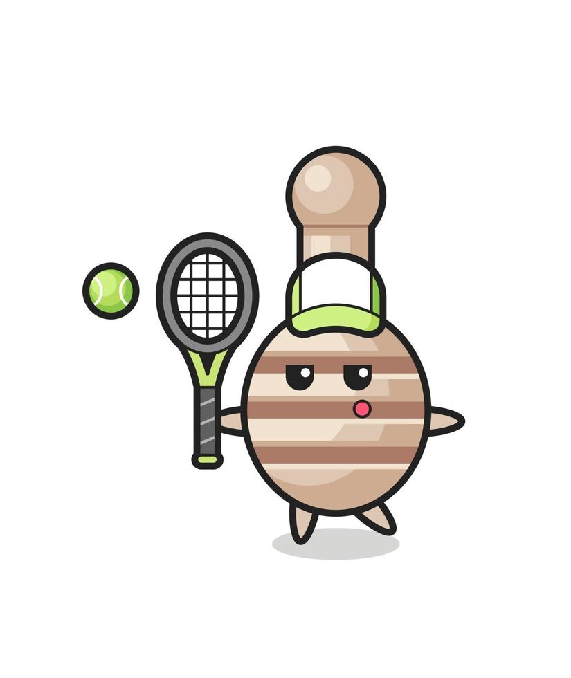 personnage de dessin animé de louche de miel en tant que joueur de tennis vecteur