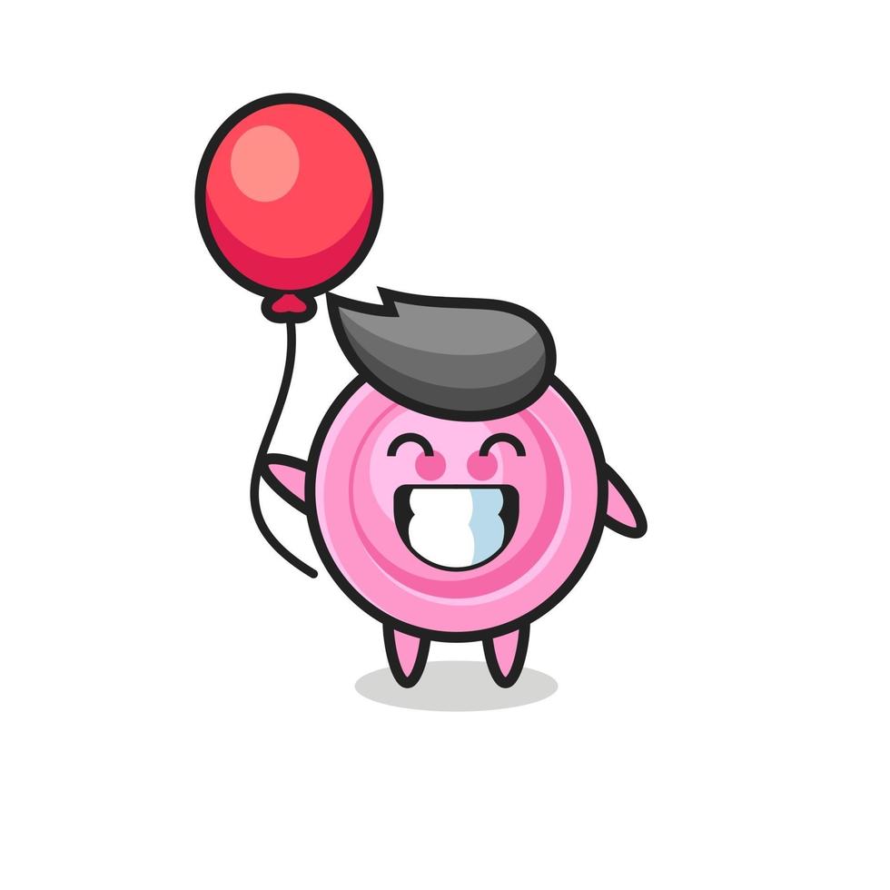 illustration de mascotte de bouton de vêtements joue au ballon vecteur