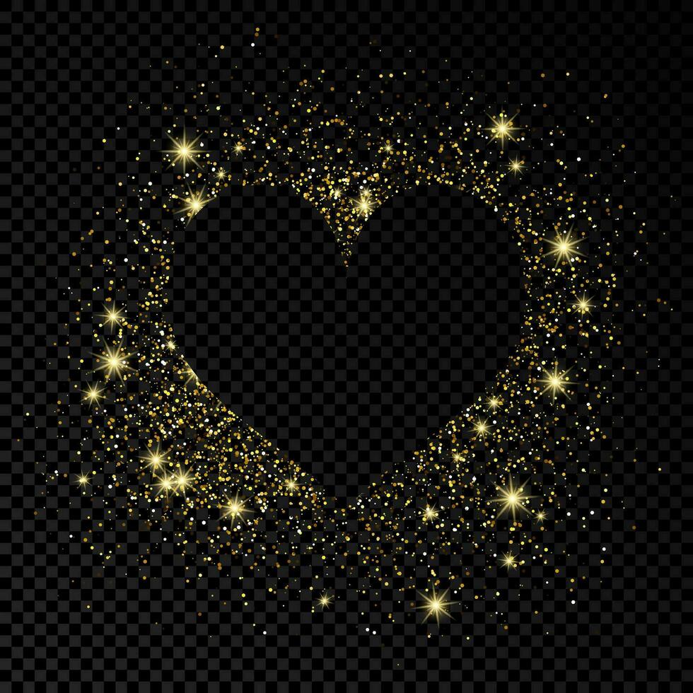cœur forme Cadre avec d'or briller sur foncé Contexte. salutation carte avec vide foncé Contexte. vecteur illustration.