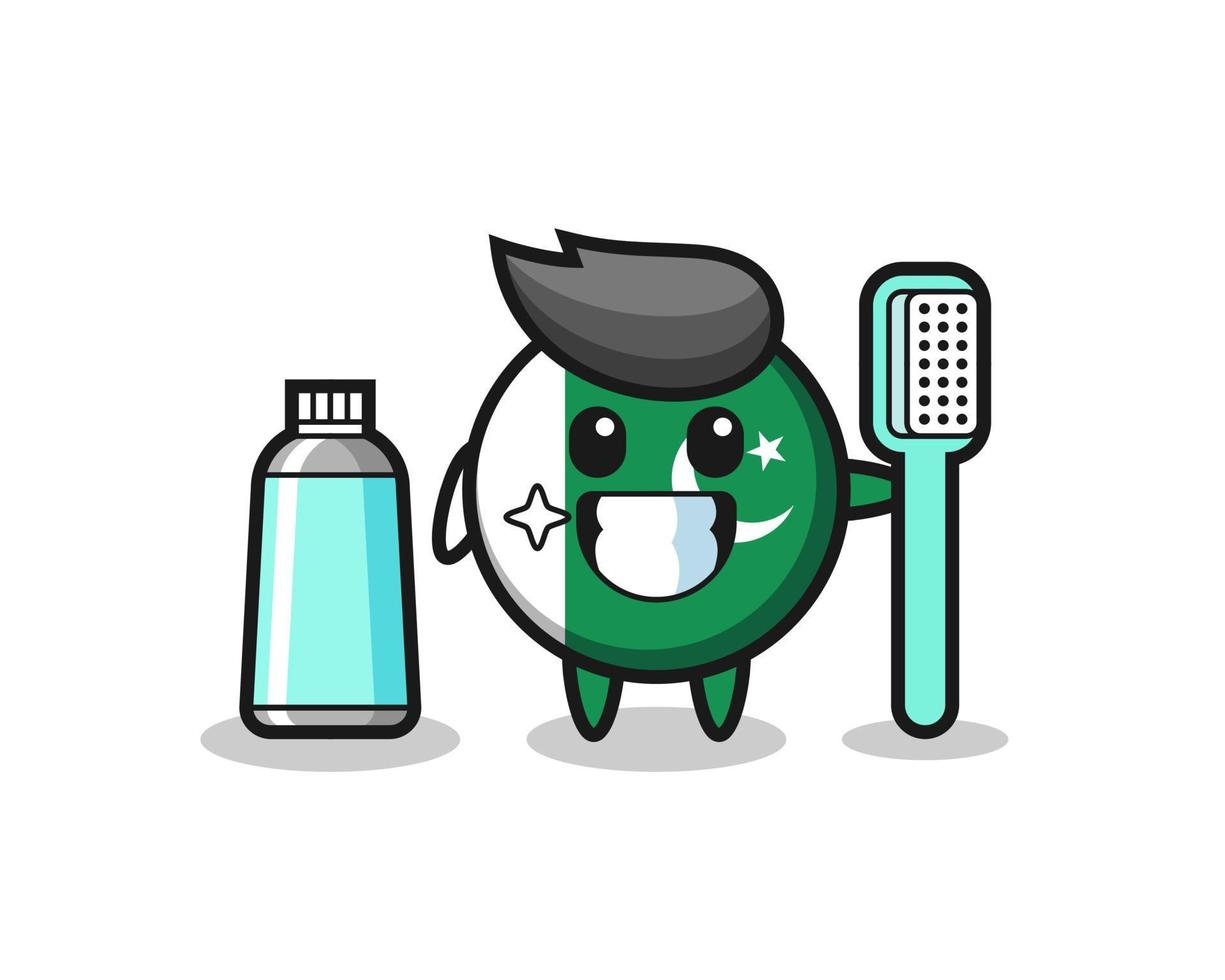 mascotte, illustration, de, drapeau pakistan, à, a, brosse à dents vecteur