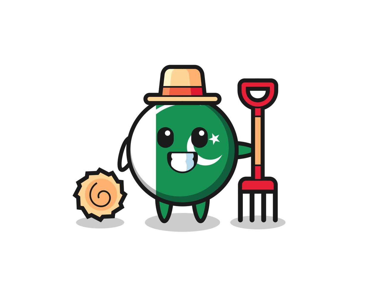 personnage mascotte du drapeau pakistanais en tant qu'agriculteur vecteur