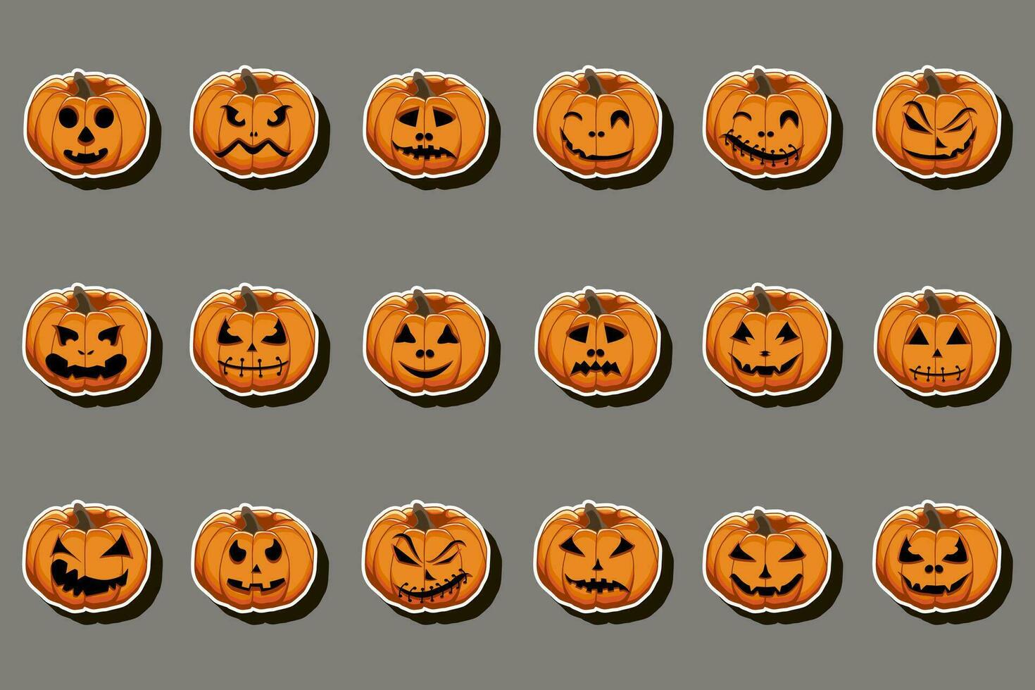 illustration sur thème autocollant pour fête vacances Halloween avec Orange citrouilles vecteur