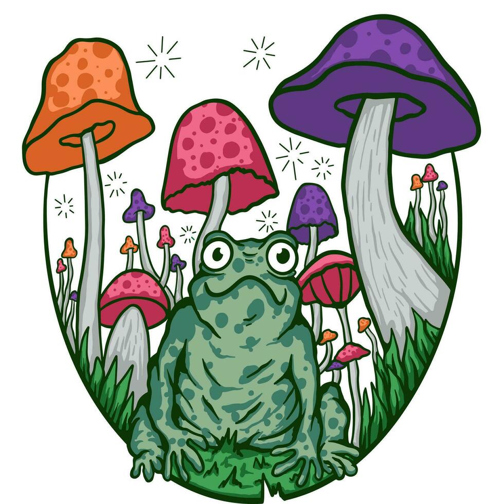 grenouille champignon illustration vecteur