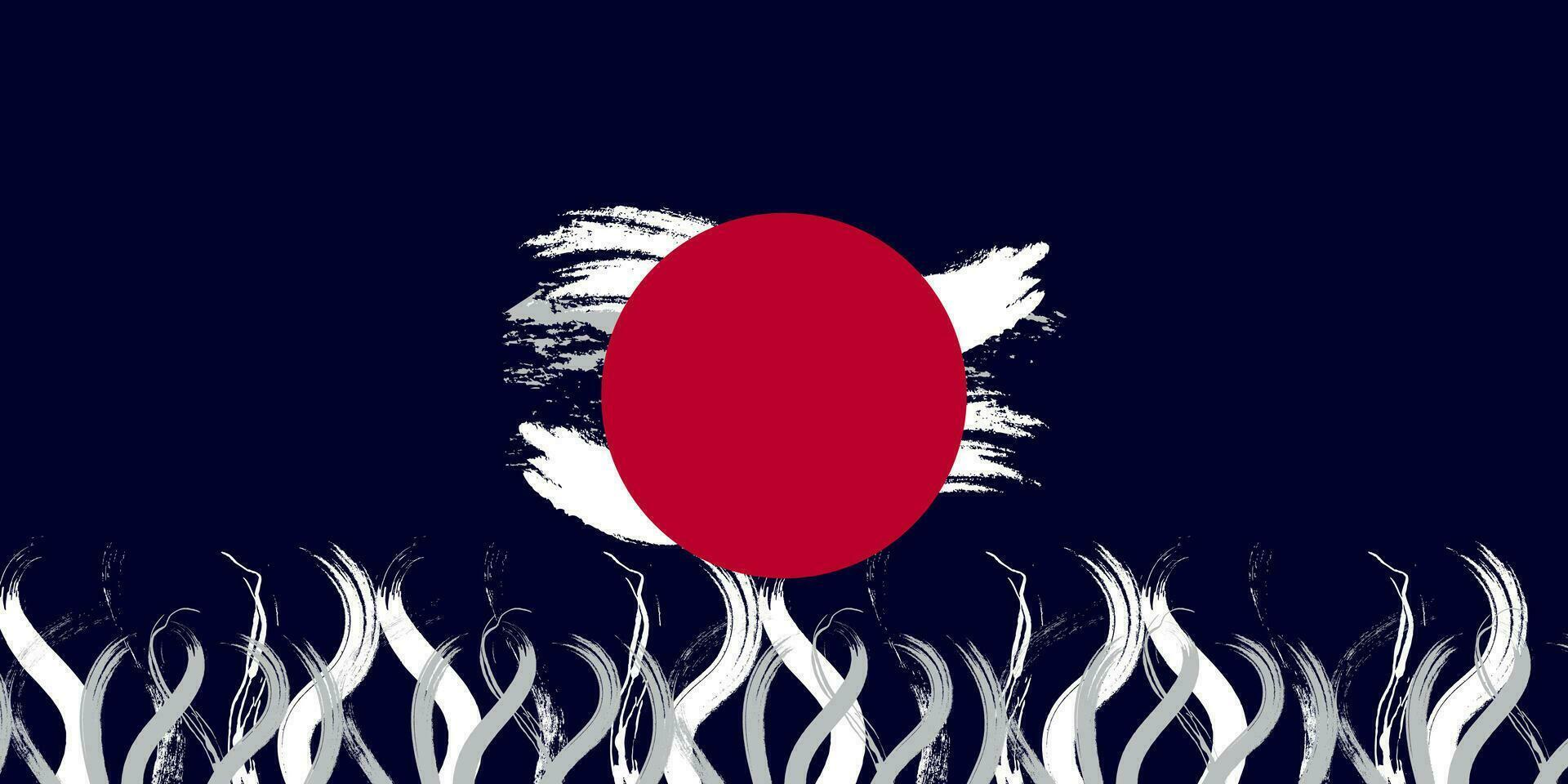 Japon drapeau coup de pinceau concept sur foncé bleu Contexte. Japon symbole, modèle pour bannière, promotion, conception et affiche, entreprise, vecteur illustration
