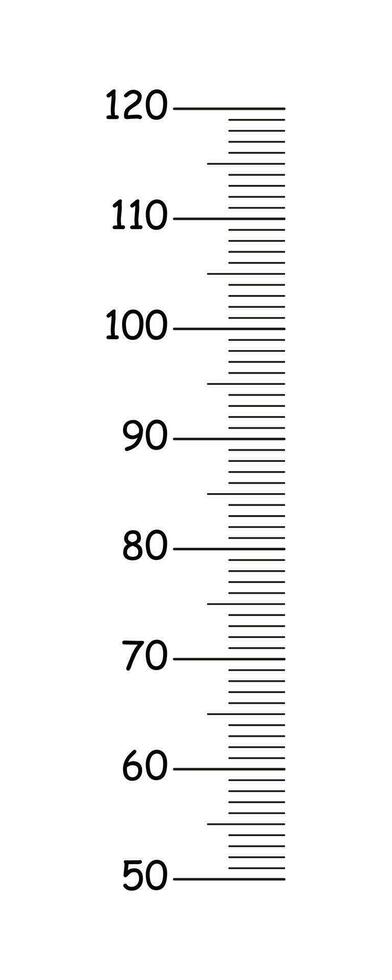 des gamins la taille graphique de 50 à 120 centimètres. règle pour les enfants pièce mur. modèle pour croissance autocollant. mètre mur, croissance règle. vecteur graphique illustration. eps.