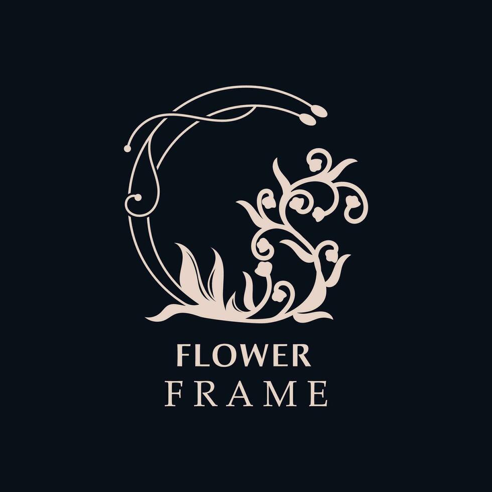 floral Cadre fleur rond forme emblème logotype isolé sur blanc arrière-plan, feuilles luxe linéaire logo cercle style boutique vecteur