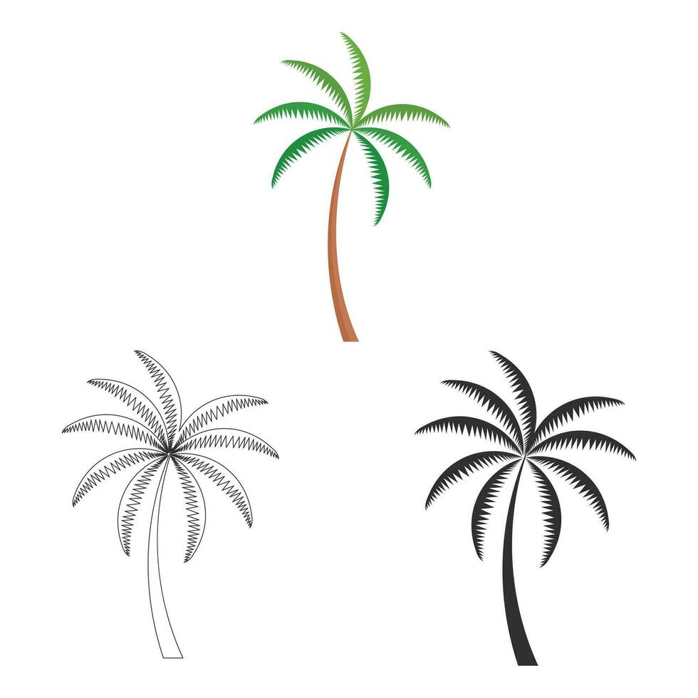 noix de coco arbre vecteur, noix de coco arbre illustrations, noix de coco arbre agrafe art, noix de coco usine, plante silhouette, arbre vecteur, silhouette, contour vecteur, été, été éléments, paume arbre, été vacances vecteur