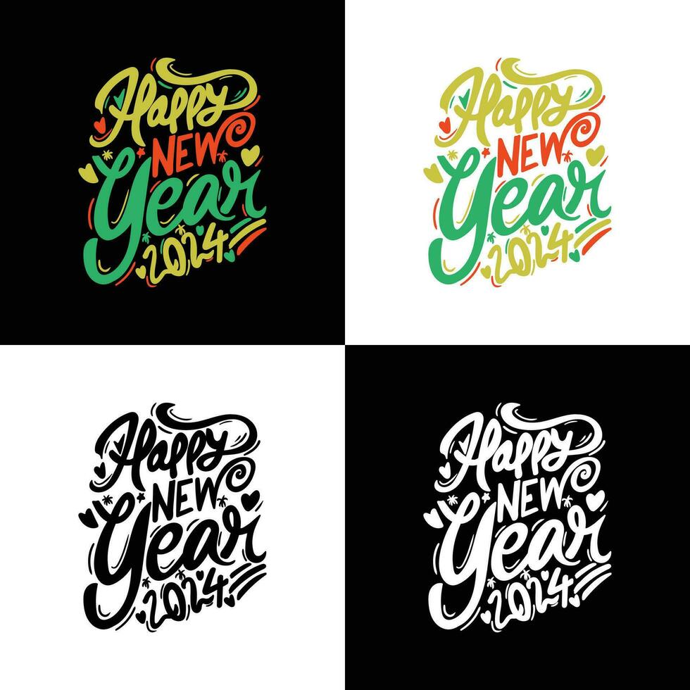 content Nouveau année 2024 - T-shirt conception, Fait main calligraphie illustration vecteur