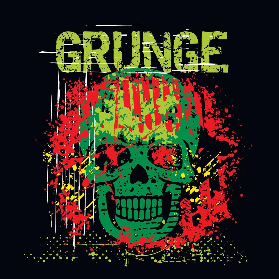 signe gothique avec crâne, t-shirts design vintage grunge vecteur