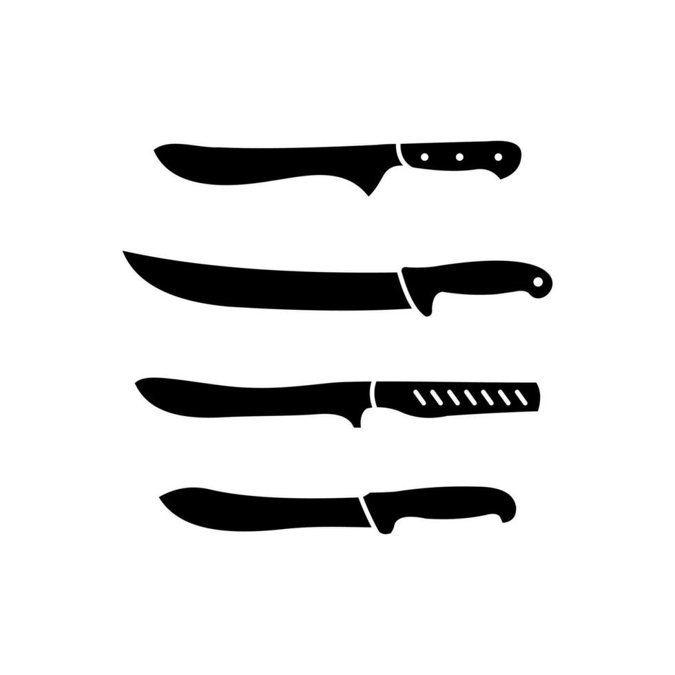 ensemble de plat Boucher couteau silhouette conception, divers Boucher couteau symbole vecteur