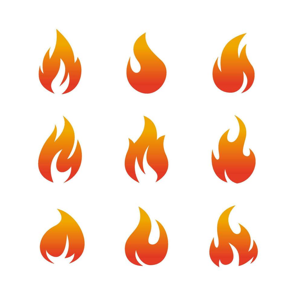 ensemble de Facile Feu icône illustration conception, moderne flamme symbole modèle vecteur