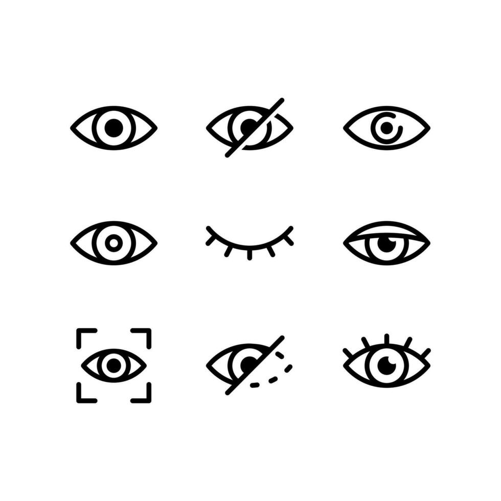 ensemble de Facile œil icône illustration conception, divers œil symbole collection vecteur