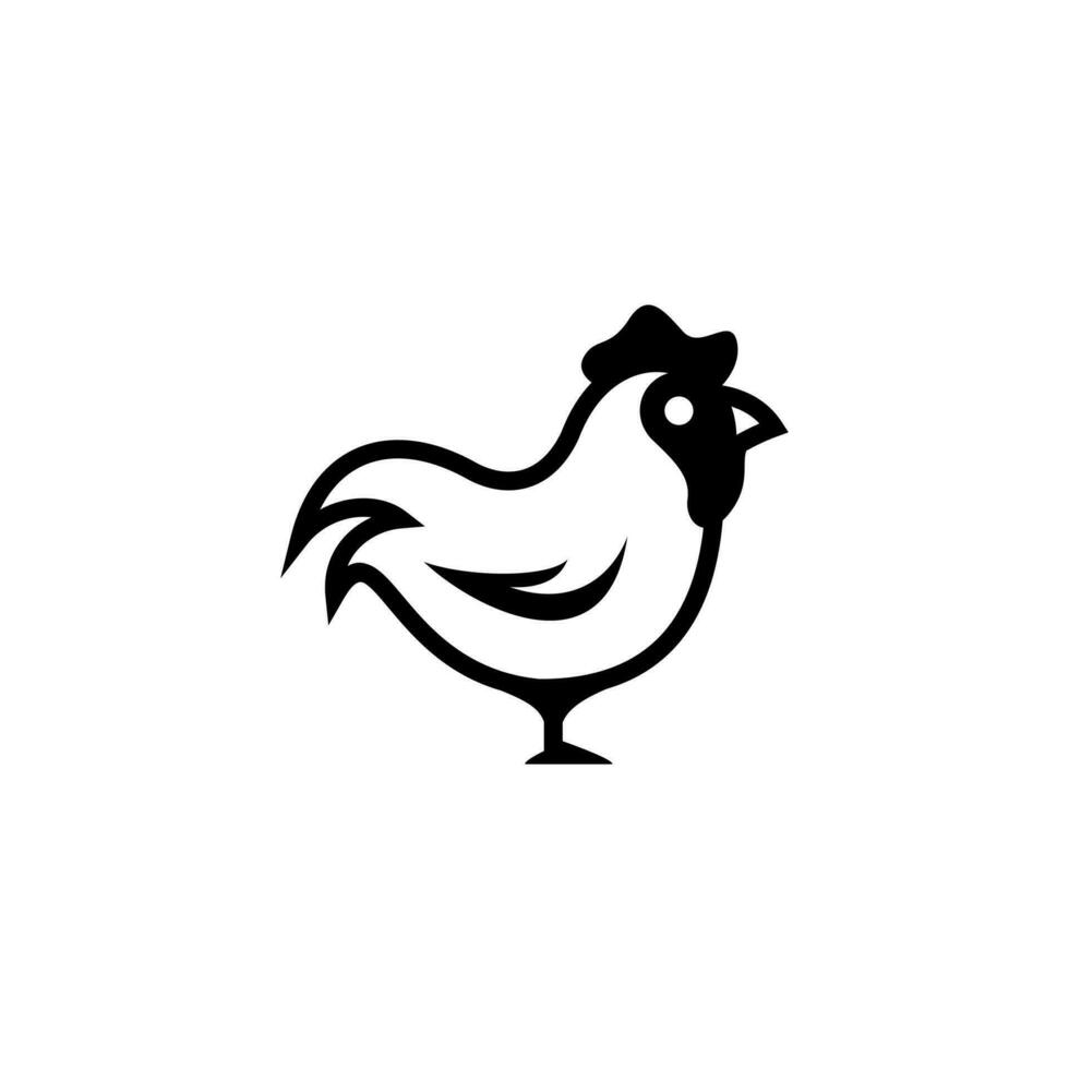 mignonne poulet icône illustration, Facile coq logo conception vecteur