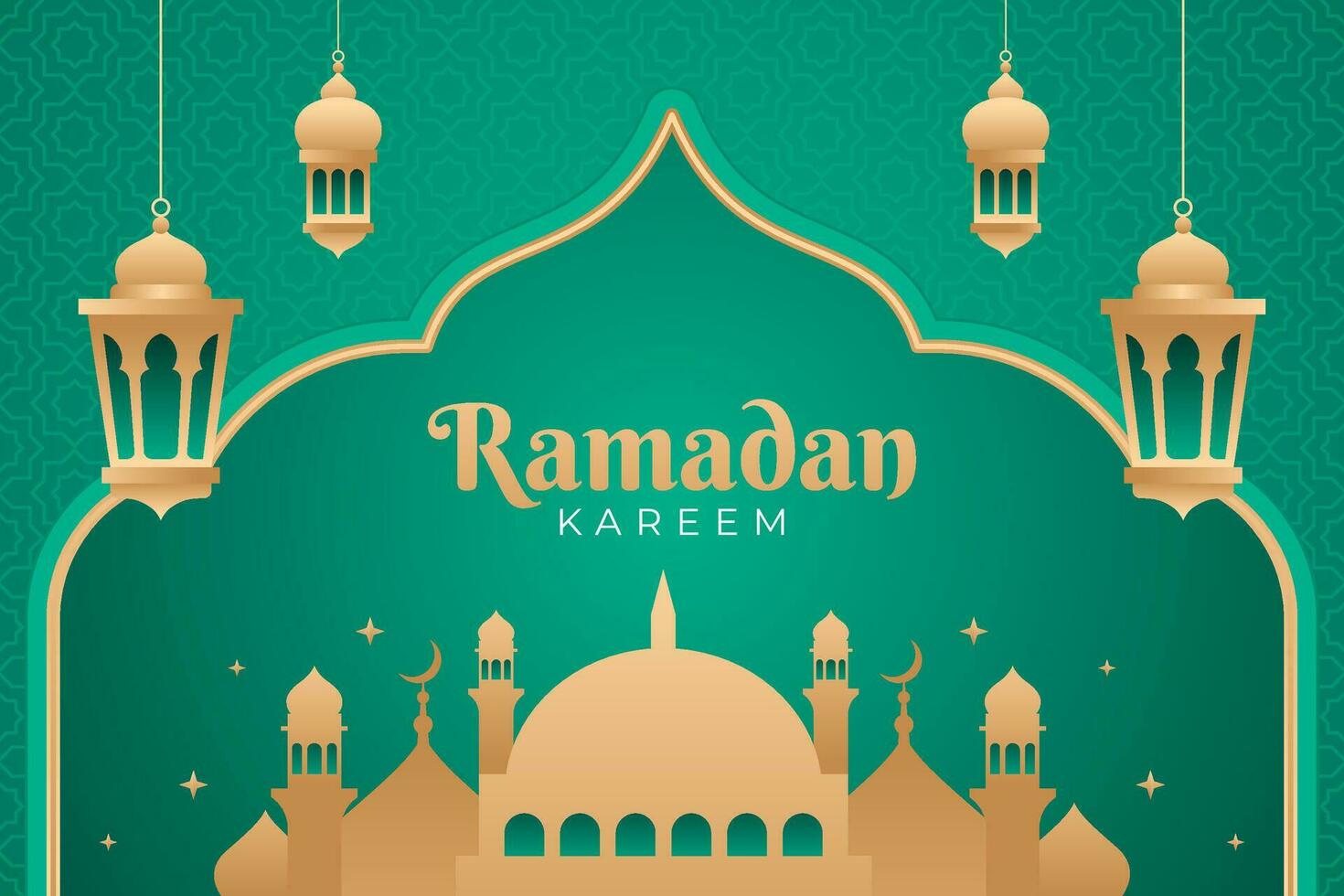 turquoise islamique Contexte avec d'or mosquée et lanterne, Ramadan kareem modèle vecteur